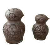 Stoneware owl salt and pepper shakers by Jeanne and Norbert Pierlot