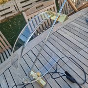 Modernist table lamp in metal, plexiglass, and brass by TECA ITALIA circa 1980.