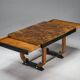 Art Deco French Walnut & Burl Dining Set, 1930s, Set of 7