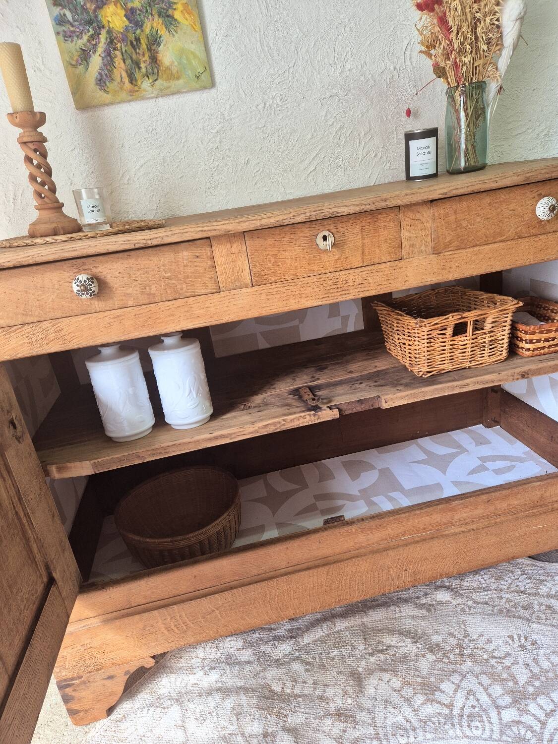 Vintage solid oak sideboard