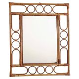 Mid-Century Organic Modern Bamboo & Rattan Mirror, Franco Albini Style, 1960s