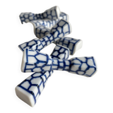 Lot de 6 porte-couteaux ou baguettes en porcelaine bleue