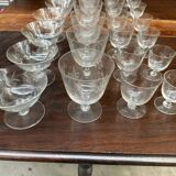 Art Nouveau Set of 32 Crystal Glasses - Engraved and Frosted Floral Pattern