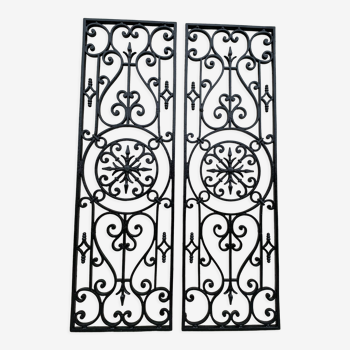 2 old art deco cast iron grid decorated with a rose window