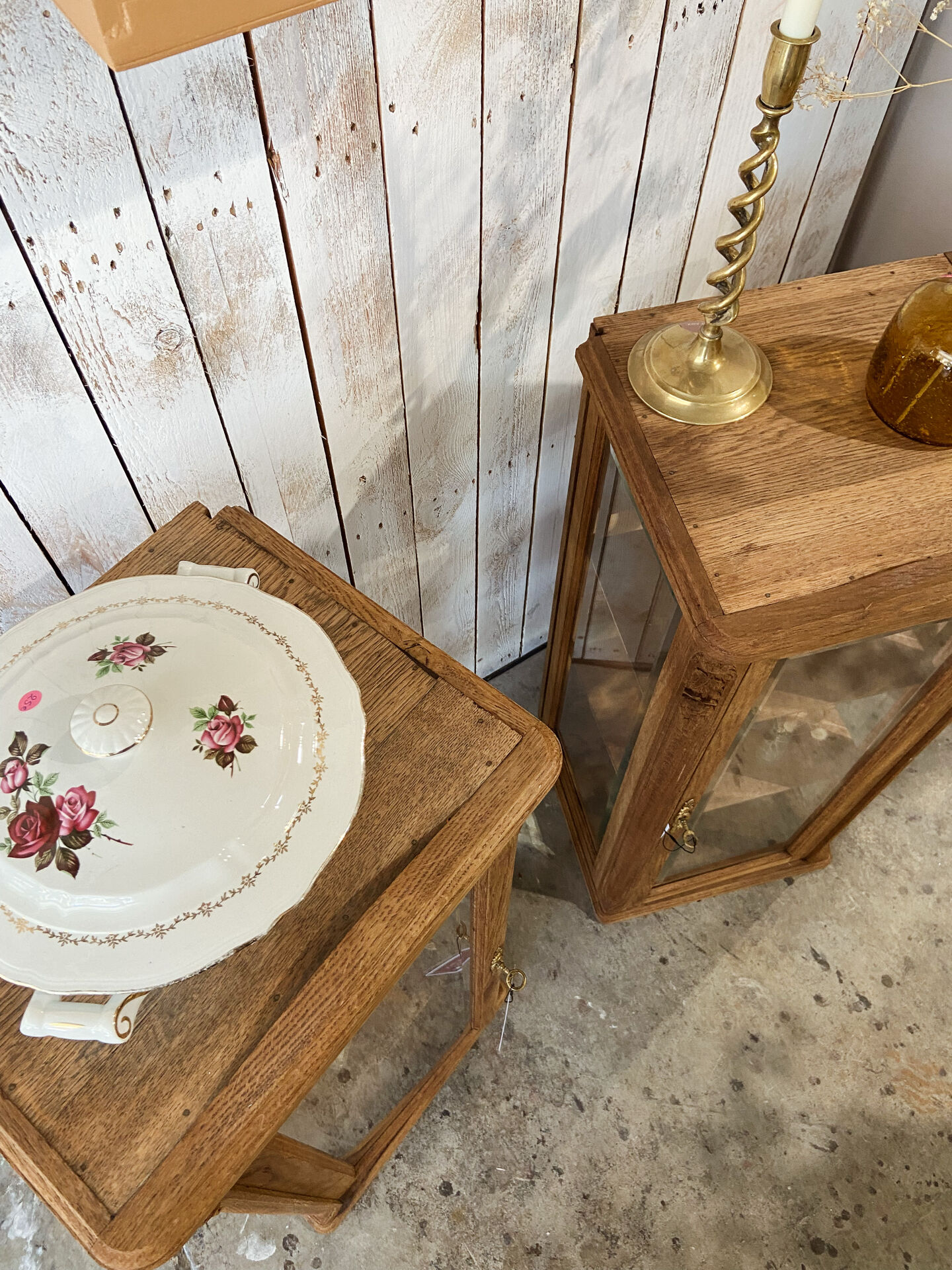 Lot de 2 Vitrines art déco bois massif