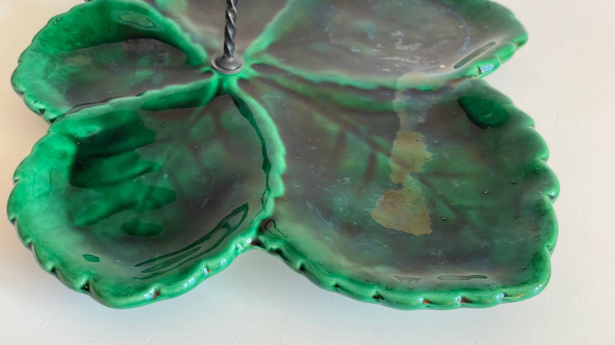 Vintage glazed ceramic slip dish