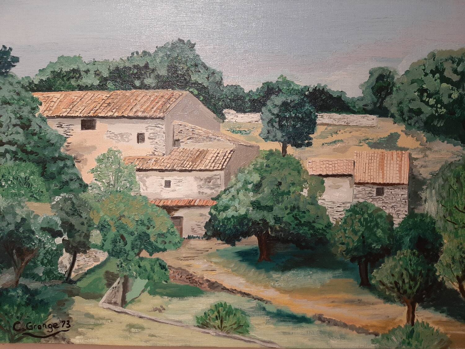 Oil on canvas: Provençal farmhouse in Bonnieux