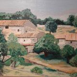 Huile sur toile: mas provençal à Bonnieux