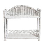 White woven wicker shelf
