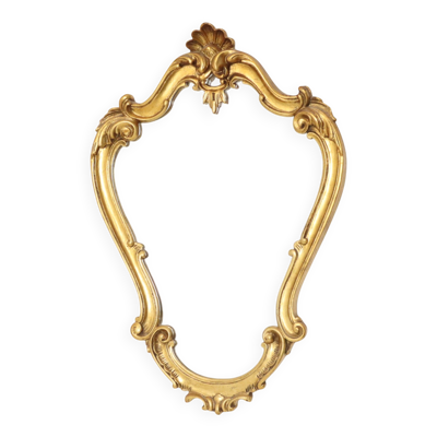 Miroir crêté de style baroque français, doré à la feuille d'or, 72 cm