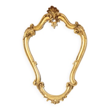 Miroir crêté de style baroque français, doré à la feuille d'or, 72 cm