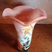 Atelier Michèle Luzoro - Pink corolla vase with inclusion of glitter and gold