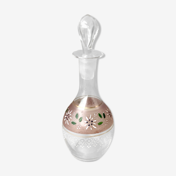 Blown glass enamelled liquor carafe