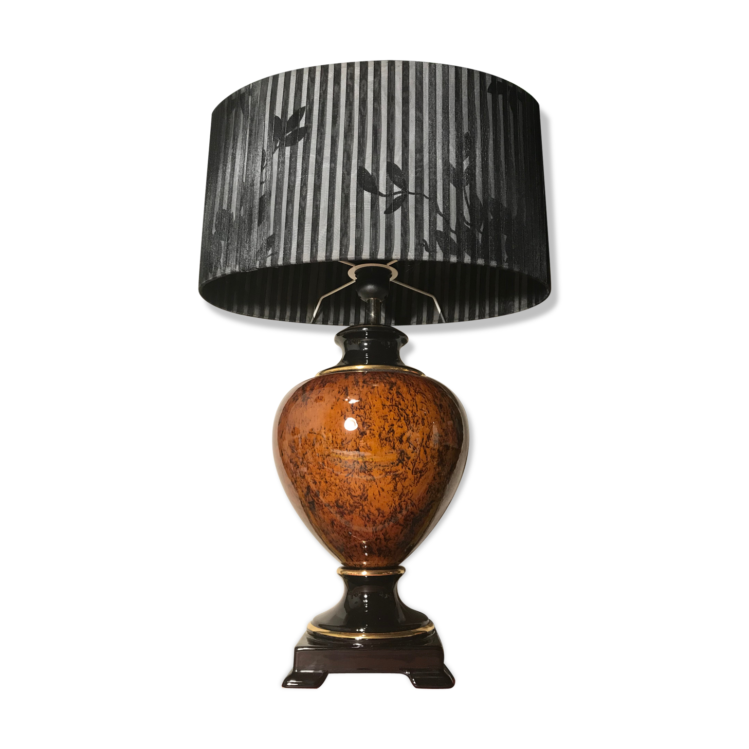 Ancient balustre lamp laurie light ceramics - lamp-day black fabric vintage