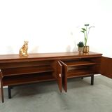 Long dark walnut veneer sideboard, vintage TV cabinet