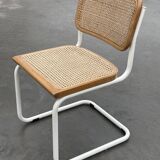 Cesca chair b32 model in white and wood by Marcel Breuer