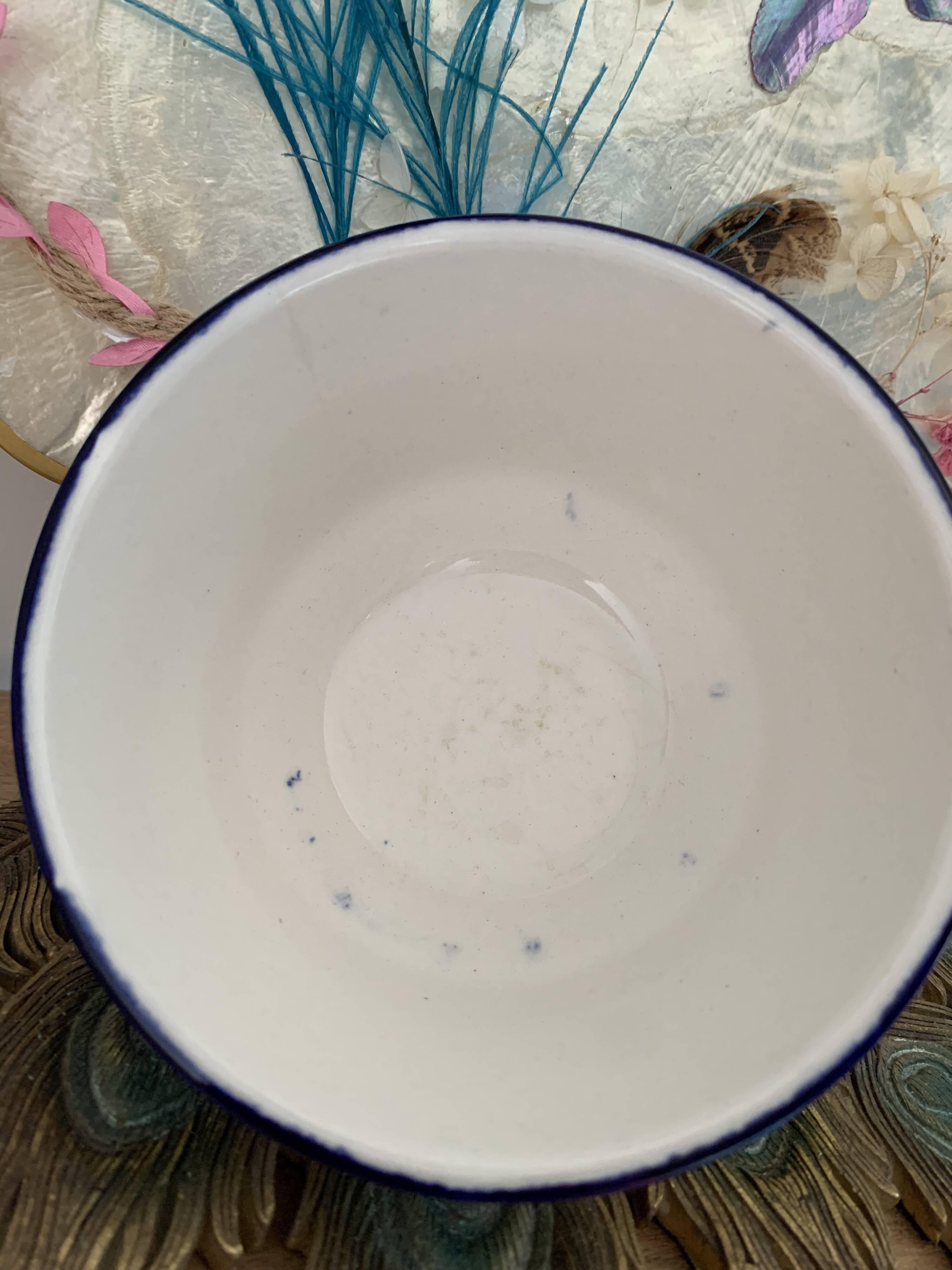 Vintage hard blue & white ceramic bowl - Anfora: art from Madagascar - TBEG!