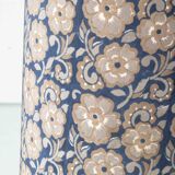 Blue and white porcelain table lamp by Lladró with floral shade in new silk.