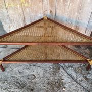 Table Basse Triangulaire Bambou Rotin + Plateaux Cannées Modèle Unique