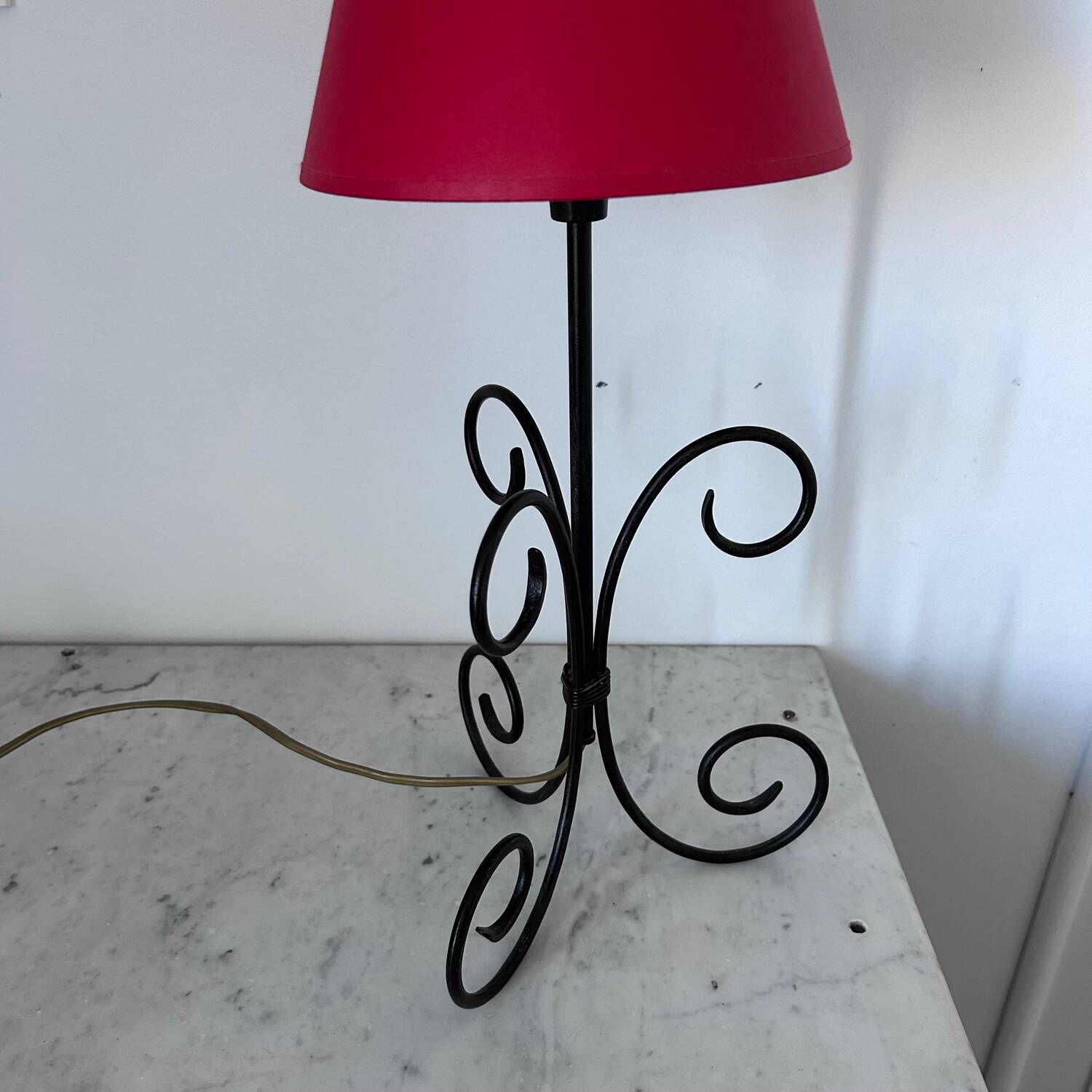 Wrought iron spiral lamp