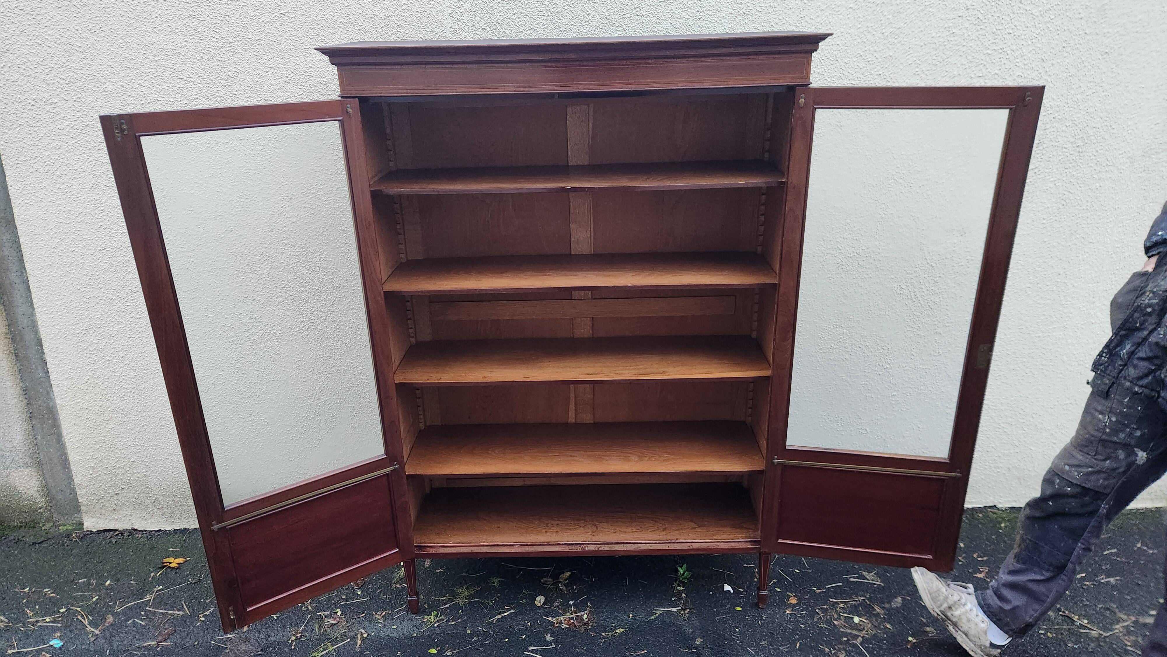 Antique glass-fronted Louis XVI library