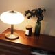 Danish desk lamp 1960s with decorative ribbed shade, brown metal