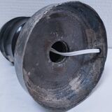 Art Deco metal lamp base with black and silver patina
