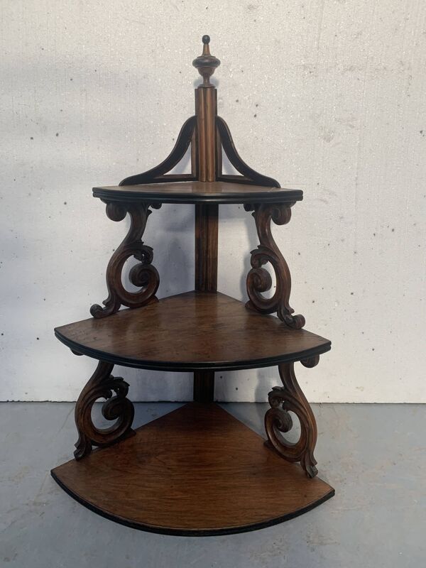 Etagère d'angle Napoléon III en noyer massif XIX siècle
