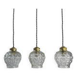 Lot 3 anciennes suspensions en verre bulle vintage