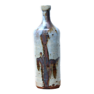 Stoneware bottle vase, abstract décor, 70s