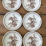 Series of 6 flat plates old model "Thistles" Gien