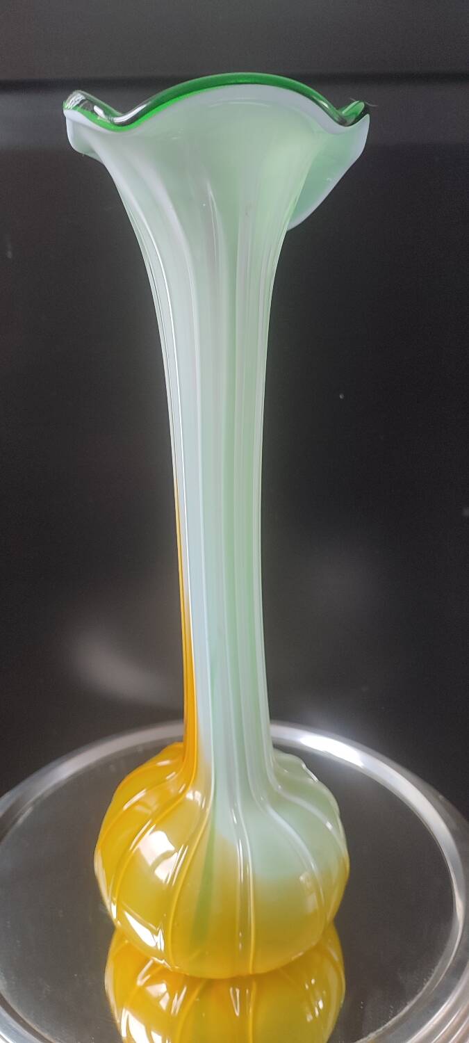 Large blown glass vase, artistic glassware from the 1970s.