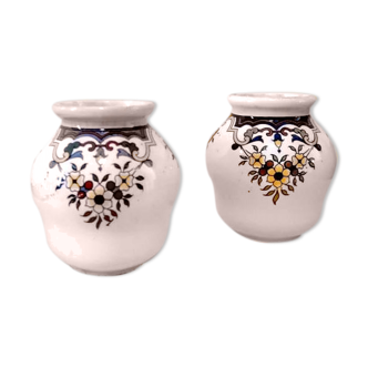Digoin Sarreguemines pair of earthenware mustard pots early 20th century