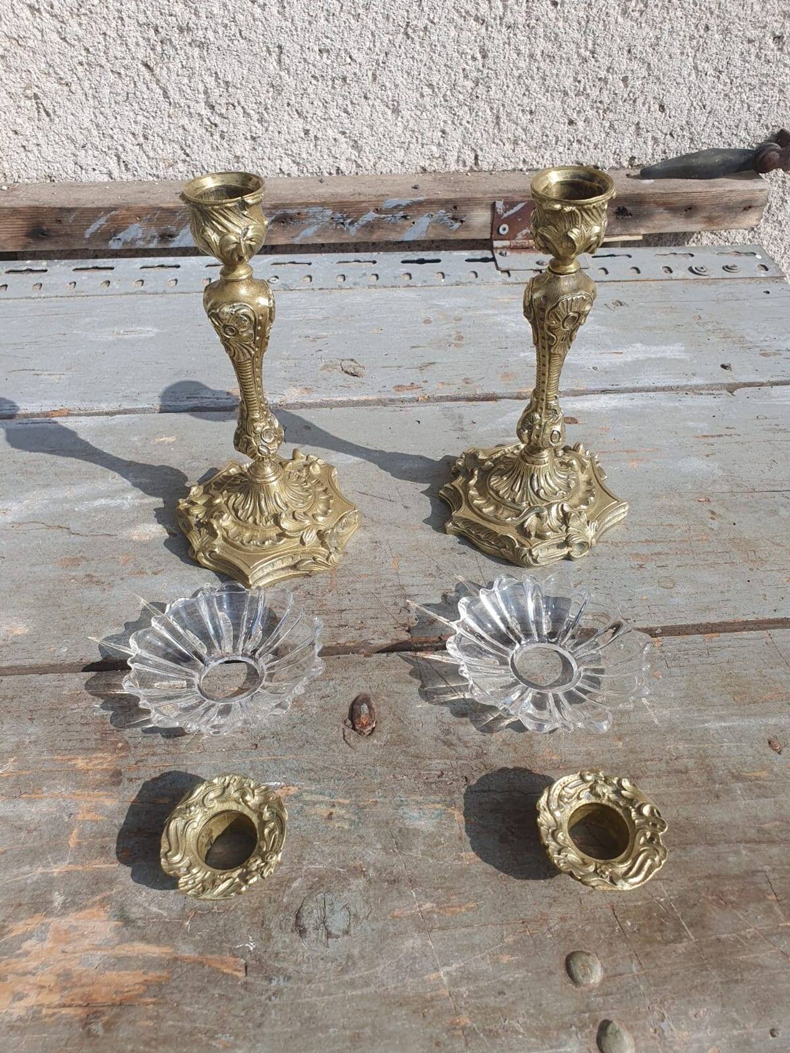 paire bougeoirs bronze