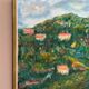 Original Swedish Oil on Canvas – “Hilly Landscape with Houses” by Lalla Blecher – Signed – Vintage & Framed