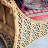 Large Polychrome Rattan Sofa - Orientalist