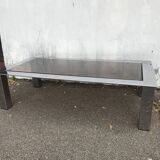 Coffee table vintage chrome glass circa 1970