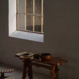 Mid-century Scandinavian coffee table made of solid elm wood, wabi-sabi style, 1960s.