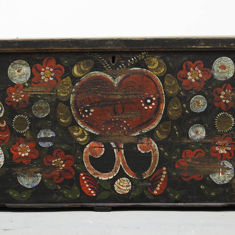 Antique painted Folk art bridal chest