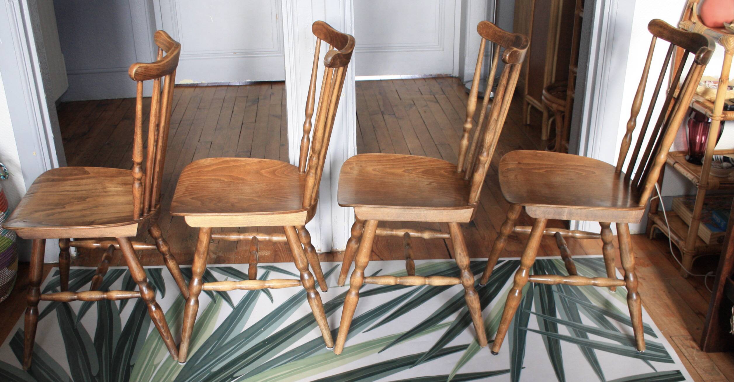 Set of 4 Tacoma Baumann slatted chairs