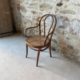 Thonet armchair with bent wood and caning