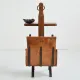 Vintage leather magazine rack with shelf and Brutalist / Rustic ashtray.