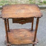 1930s Art Deco solid wood side table with drawer