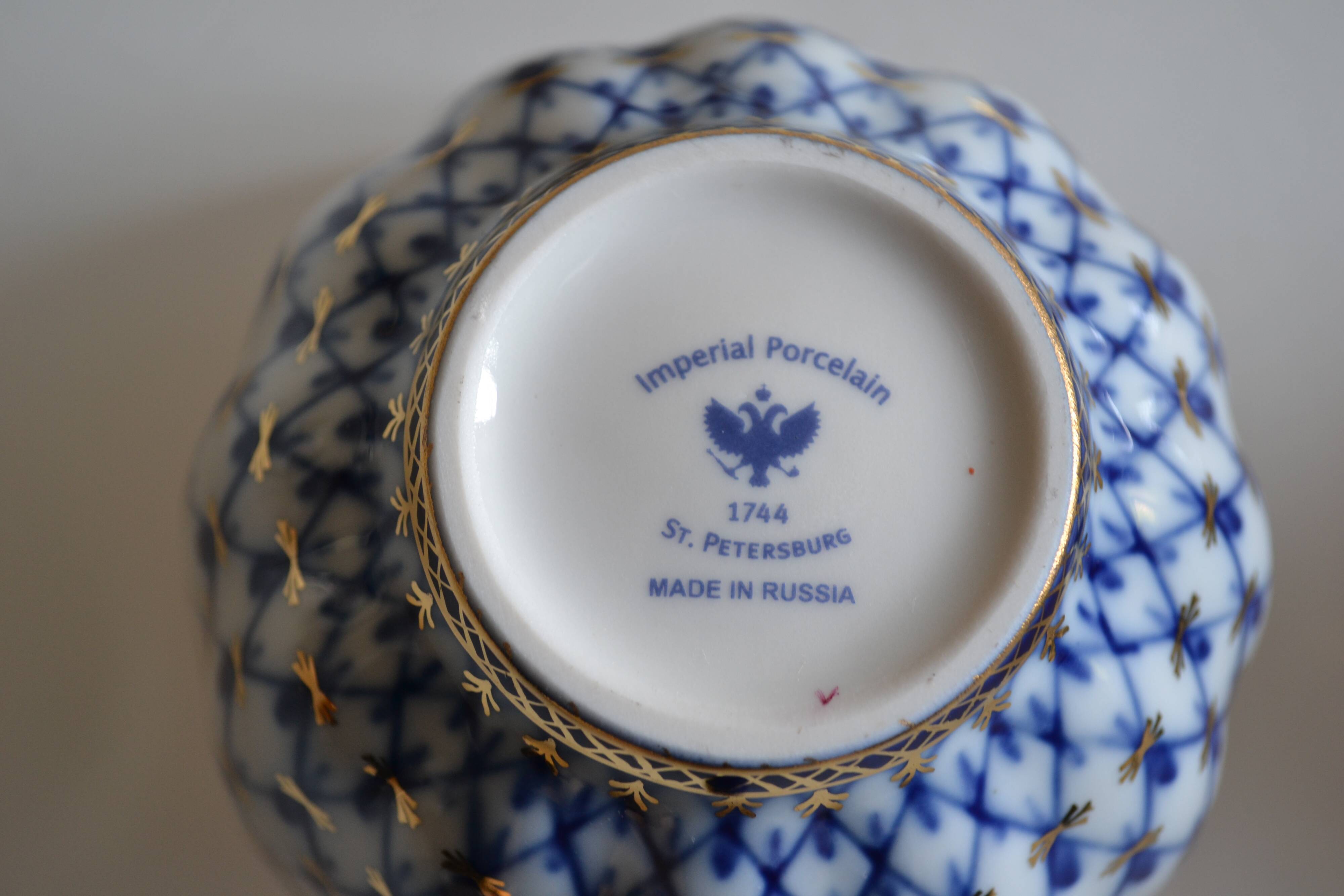 2 Russian Lemonosov porcelain tea cups