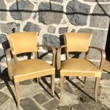 Paire de fauteuils bridge jaunes