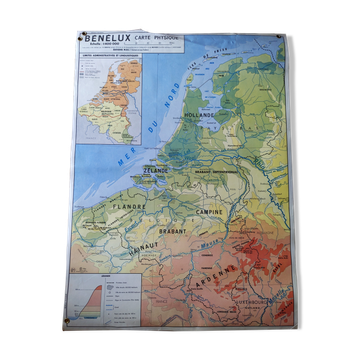 Carte scolaire vintage MDI 1966 Belgique Luxembourg benelux