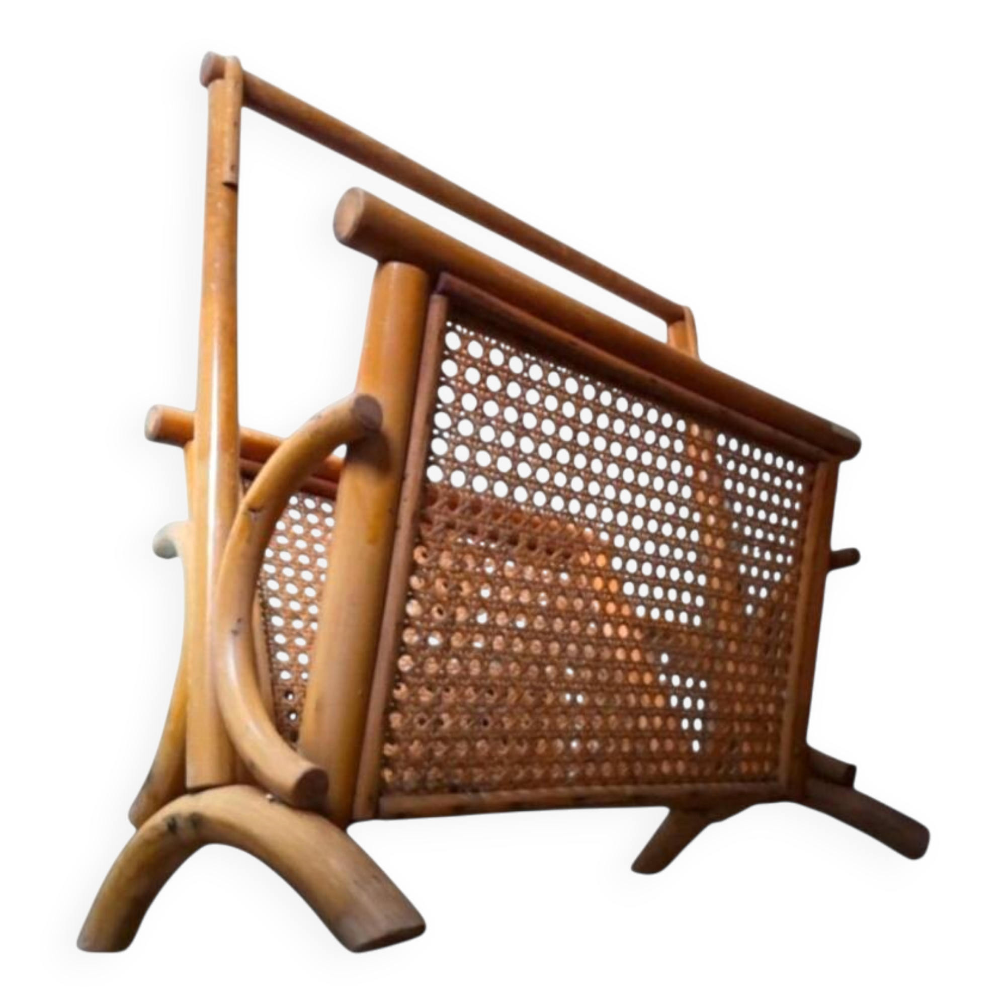 Rattan magazine rack
