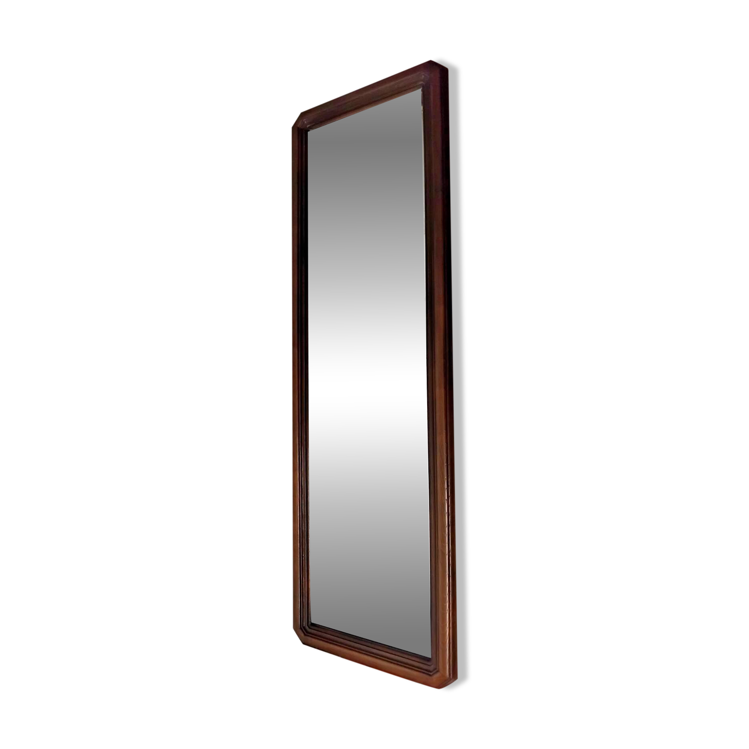 Vintage wooden rectangular mirror 129 x 39 cm