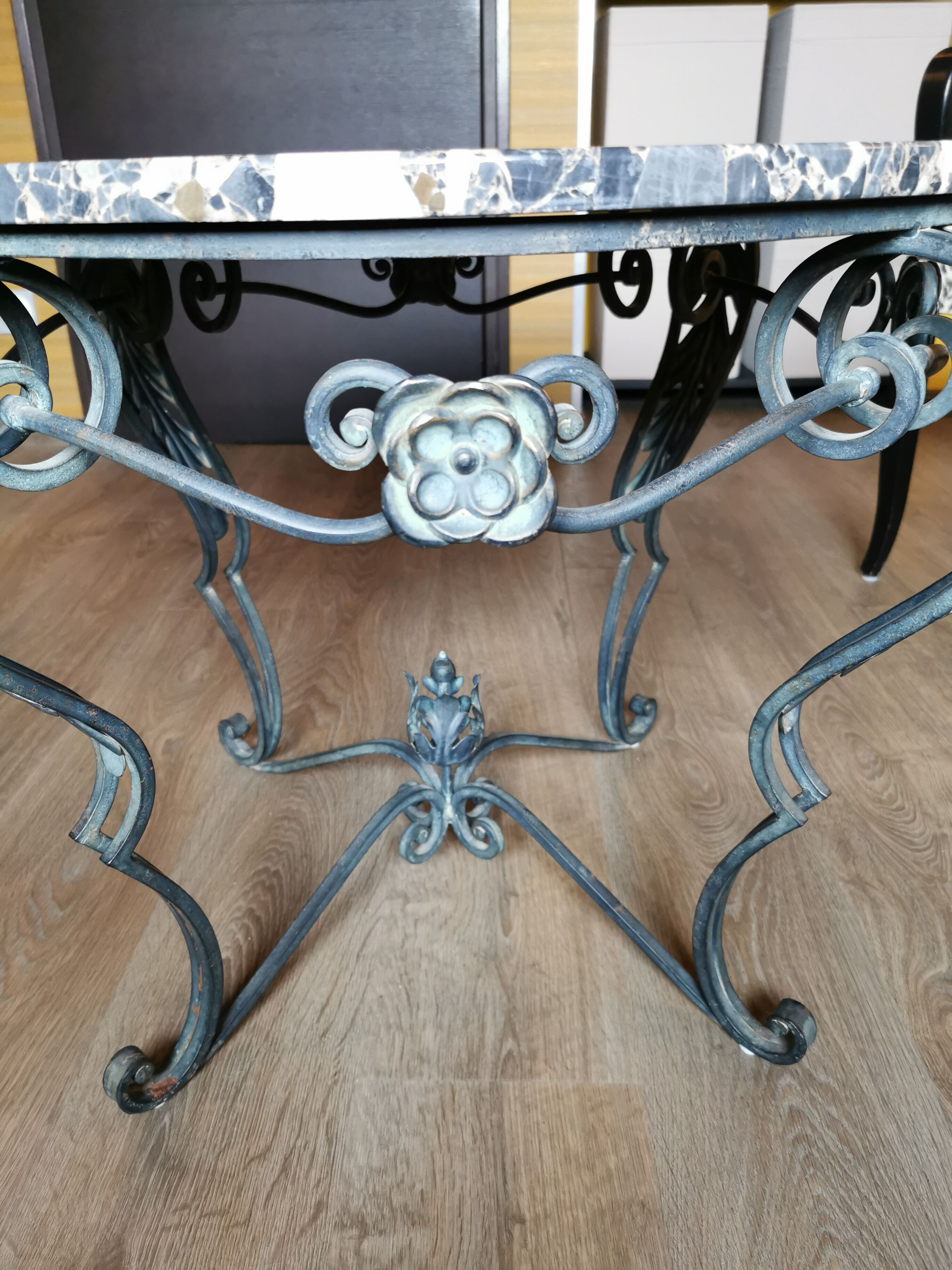 Art deco wrought iron and marble coffee table 40s