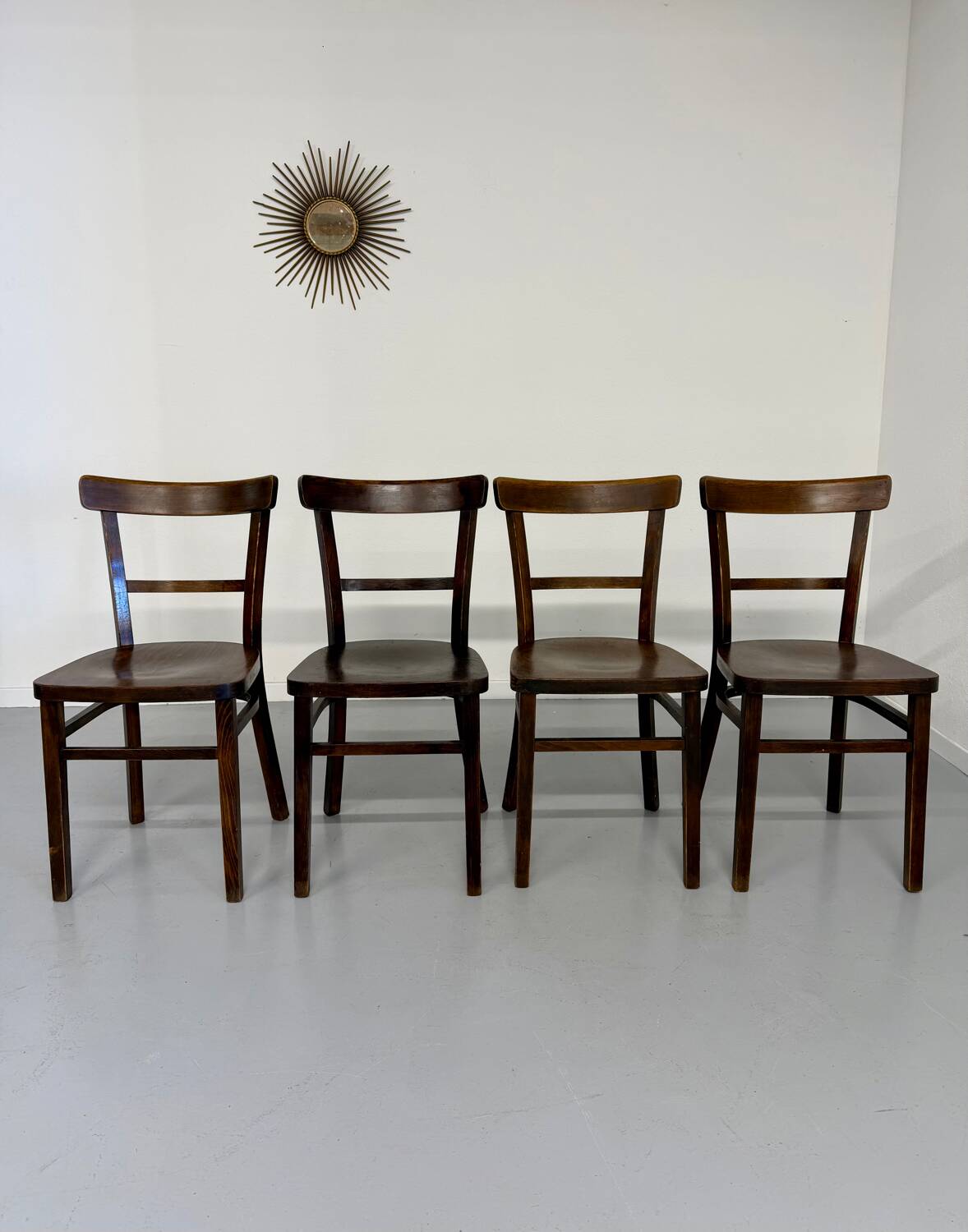 Lot de 4 chaises de bistrot thonet années 50 vintage bois